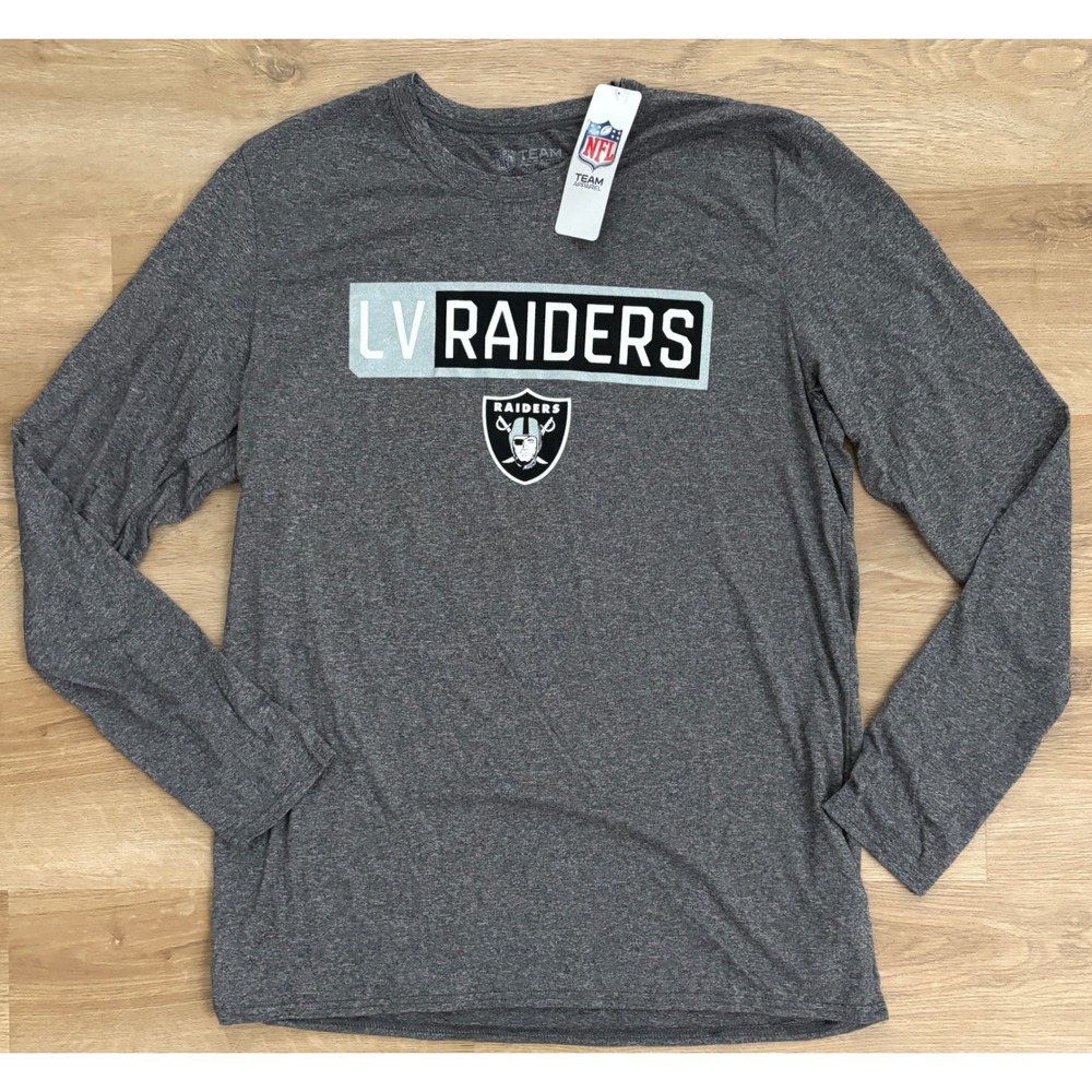 NWT Men's NFL Team Apparel Las Vegas Raiders Long Sleeve Tee - Large - Gray